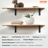 Shower Accessories: VEVOR Shelf Bracket, Heavy Duty Floating Shelf Brackets 25.6 x 15.5 cm, 4 Pcs Brackets for Shelves, 5mm Thick Matte Black L Shelf Bracket,Steel Shelving Brackets with 72.6 kg Load Capacity