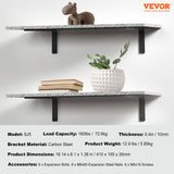 Shower Accessories: VEVOR Shelf Bracket, 41 x 15.5 cm 4 Pcs, Heavy Duty Floating Shelf Brackets, Brackets for Shelves, 10mm Thick Matte Black L Shelf Bracket,Steel Shelving Brackets with 72.6 kg Load Capacity