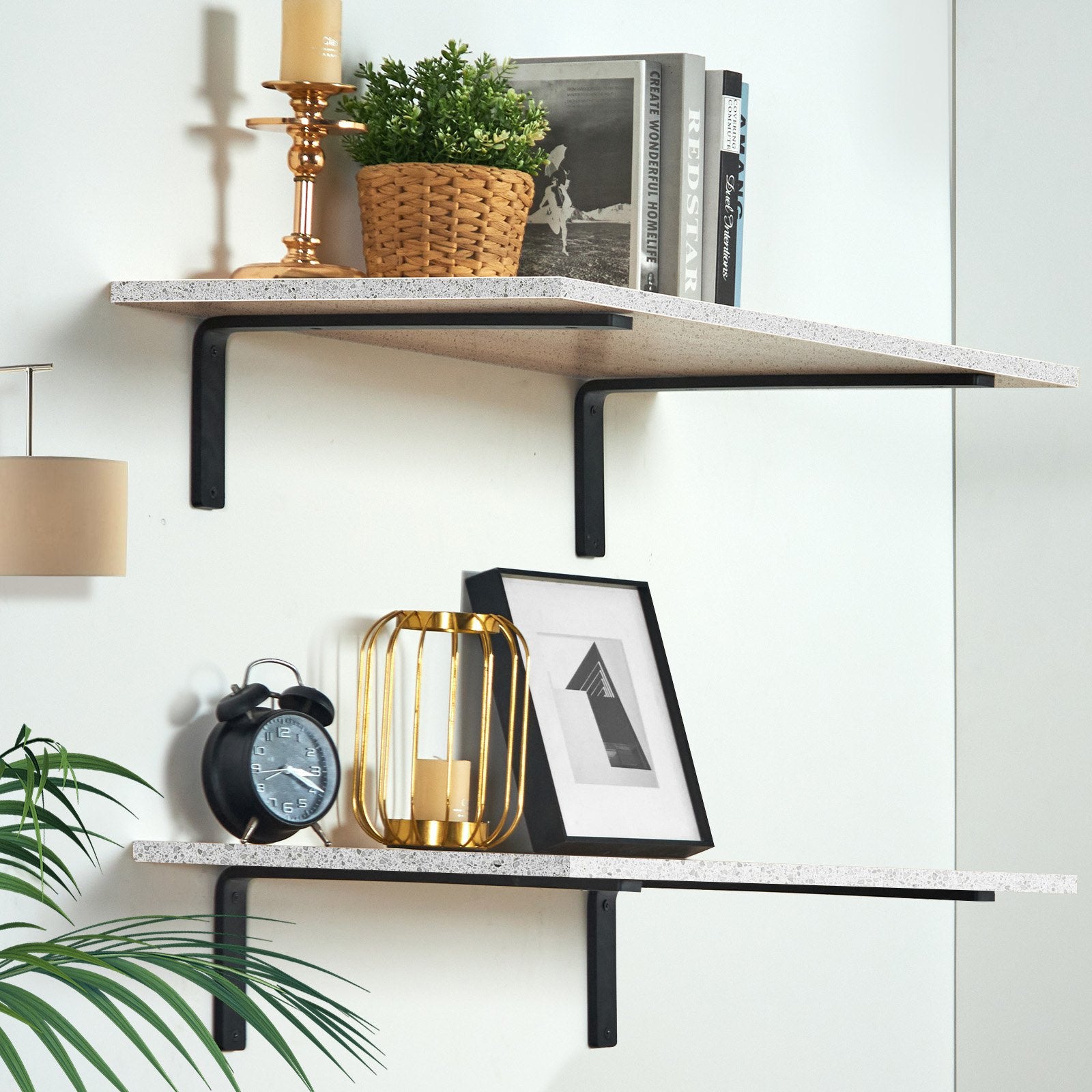Shower Accessories: VEVOR Shelf Bracket, 41 x 15.5 cm 4 Pcs, Heavy Duty Floating Shelf Brackets, Brackets for Shelves, 10mm Thick Matte Black L Shelf Bracket,Steel Shelving Brackets with 72.6 kg Load Capacity