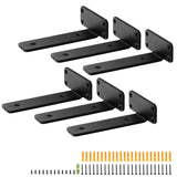 Shower Accessories: VEVOR Shelf Bracket, 21cmL x 10cmW x 4.5cmH 6 Pcs, Heavy Duty Floating Shelf Brackets, Brackets for Shelves, 5mm Thick Matte Black L Shelf Bracket,Steel Shelving Brackets with 72.6 kg Load Capacity