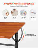 Desks: VEVOR Drafting Table Adjustable 0°90° Tilt Wooden Drawing Desk with H-Frame