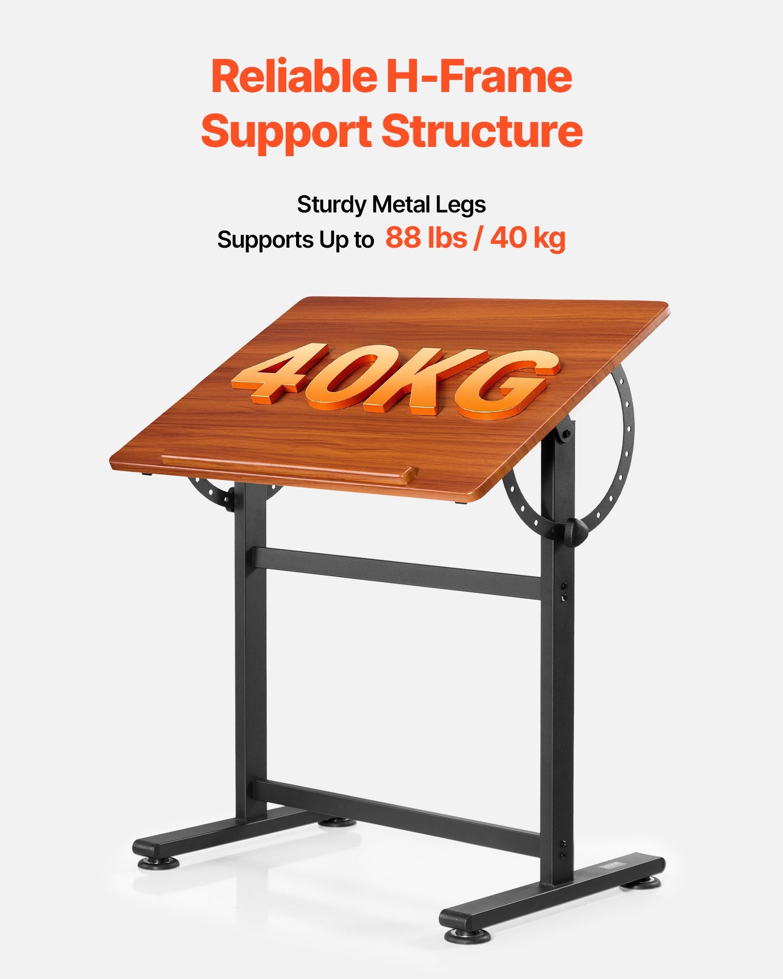 Desks: VEVOR Drafting Table Adjustable 0°90° Tilt Wooden Drawing Desk with H-Frame