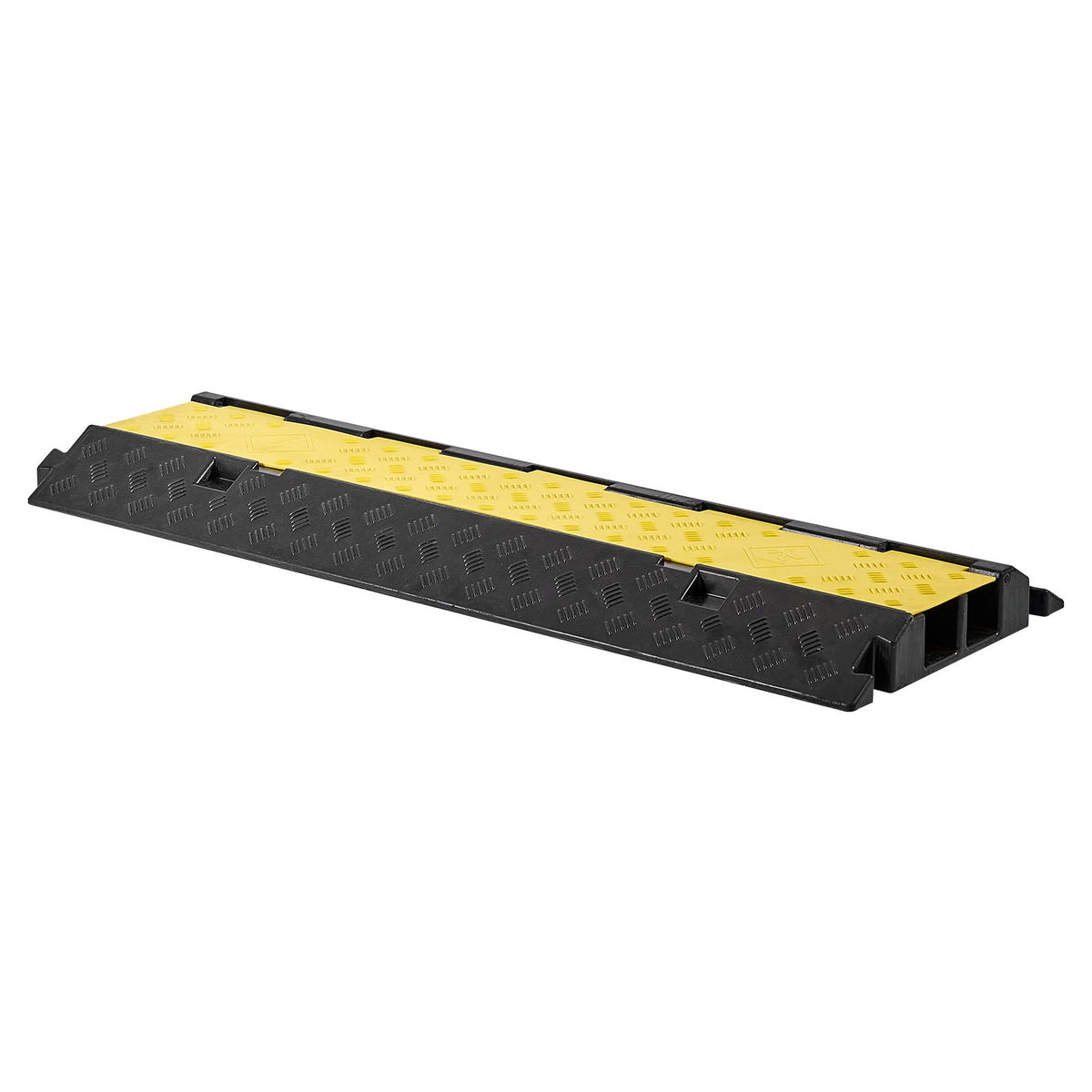 Cable Protector Ramp, 9,979 kg/axle Capacity, 2 Channel Heavy Duty Rubber Cord Hose Wire Cover, 55 x 50 mm Channel, Traffic Speed Bump with Flip-Open Top Cover, for Indoor Outdoor Use, 1 Pack