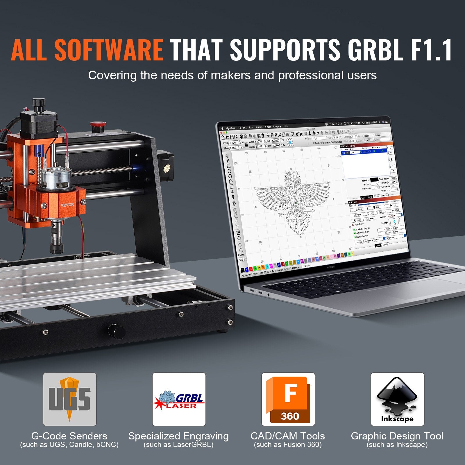 CNC Router Machine, 120W, 3 Axis GRBL Control Wood Engraving Carving Milling Machine Kit, 11.81 x 7.87 x 2.83 in / 300 x 200 x 72 mm Working Area 1200 RPM for Wood Acrylic MDF PVC Plastic Foam