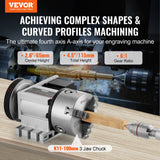 Hand Tools: VEVOR Dividing Head, K11-100mm 3-Jaw Chuck, CNC Router Milling Machine Rotational Axis 4th Axis A Axis Indexing Head, 65 mm Center Height MT2 Tailstock 6:1 Gear Ratio, Universal for Engraving