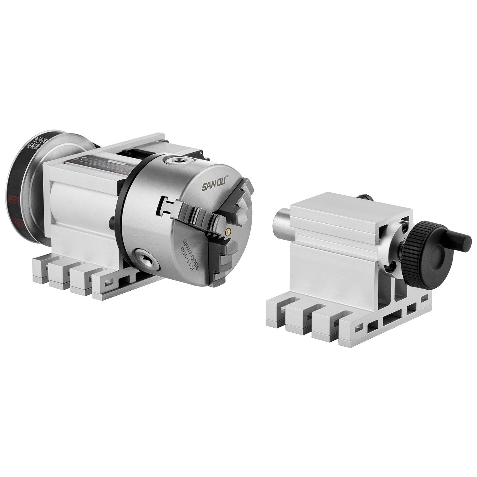 Hand Tools: VEVOR Dividing Head, K11-100mm 3-Jaw Chuck, CNC Router Milling Machine Rotational Axis 4th Axis A Axis Indexing Head, 65 mm Center Height MT2 Tailstock 6:1 Gear Ratio, Universal for Engraving
