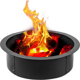 Fire Pits: VEVOR Outdoor Fire Pit Ring 106cm BBQ Table Grill Garden Wood Burning Fireplace