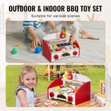 Pretend Play: VEVOR 26 PCS Kids BBQ Grill Playset Wooden Cooking Grill Toy Set Pretend Sound