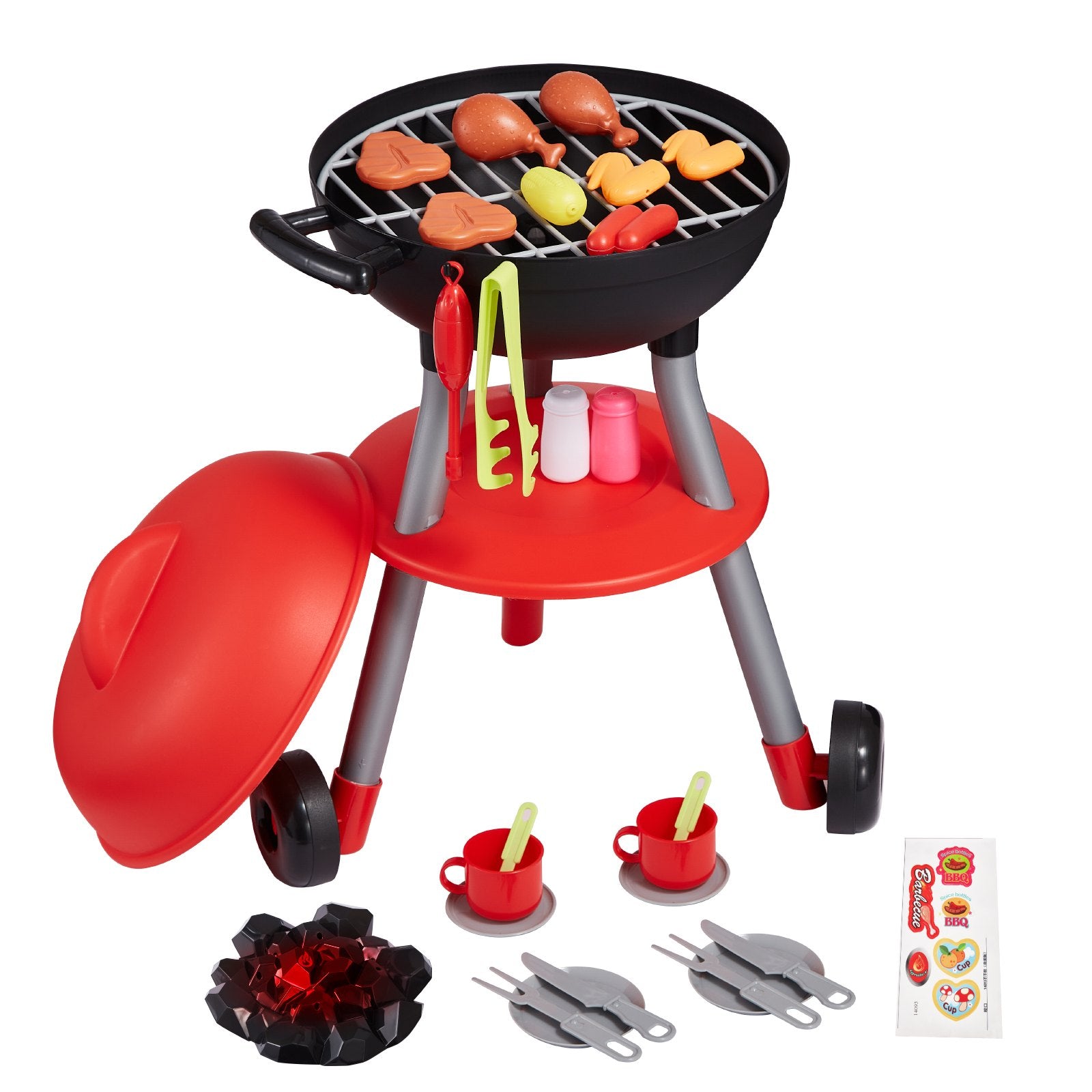 Pretend Play: VEVOR 28 PCS BBQ Grill Playset, Kids Toys Kitchen Playset with Sound & Light, Little Chef Play, Interactive Grill Play Food Cooking Playset Barbecue Toy Grill for Toddlers Boys Girls 3-5 Birthday Gift