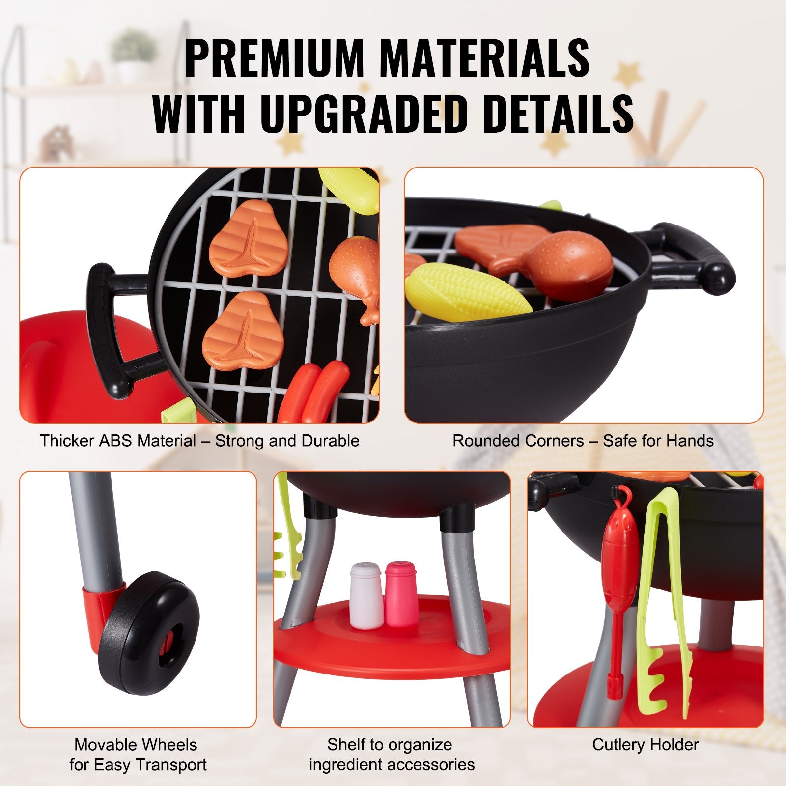 Pretend Play: VEVOR 28 PCS BBQ Grill Playset, Kids Toys Kitchen Playset with Sound & Light, Little Chef Play, Interactive Grill Play Food Cooking Playset Barbecue Toy Grill for Toddlers Boys Girls 3-5 Birthday Gift
