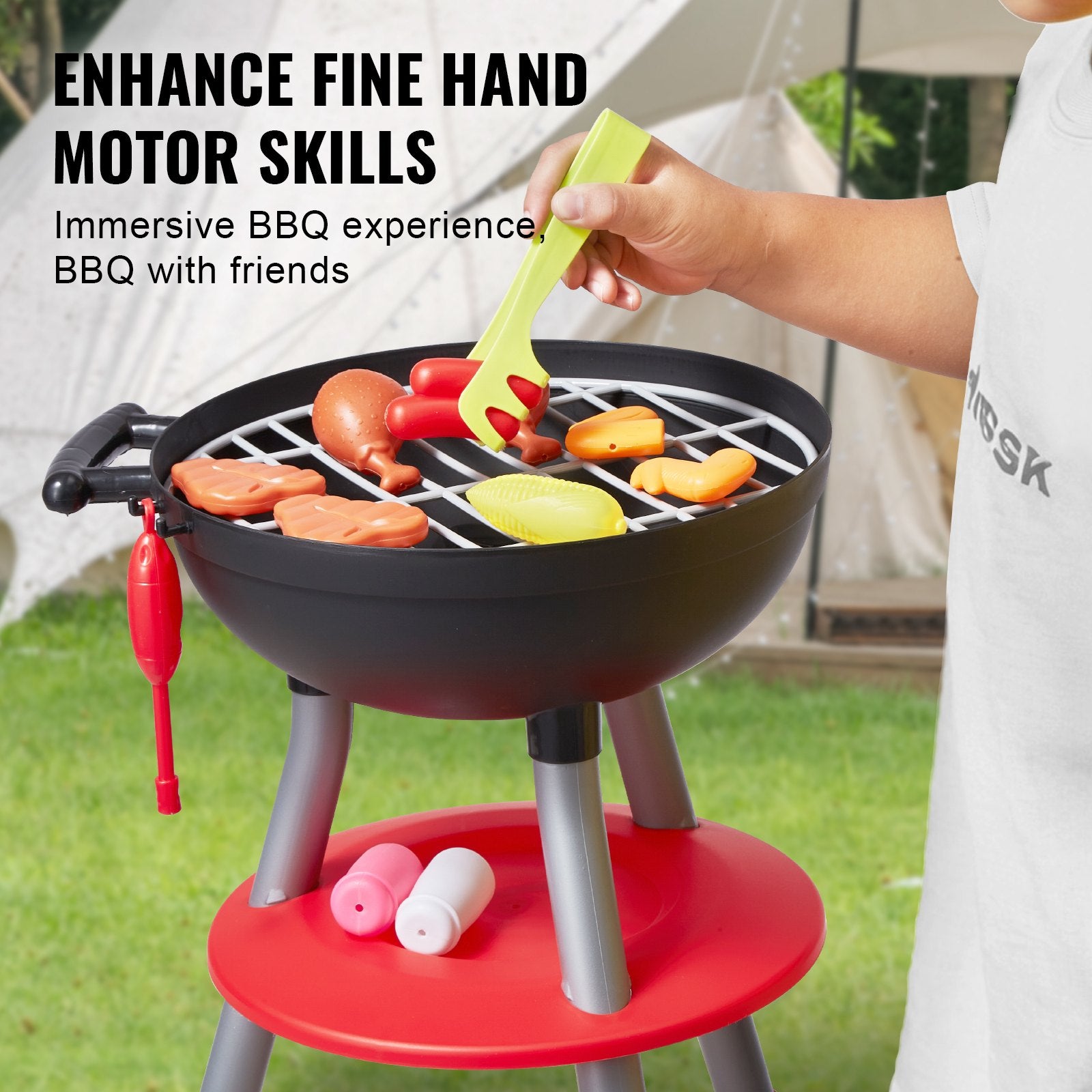 Pretend Play: VEVOR 28 PCS BBQ Grill Playset, Kids Toys Kitchen Playset with Sound & Light, Little Chef Play, Interactive Grill Play Food Cooking Playset Barbecue Toy Grill for Toddlers Boys Girls 3-5 Birthday Gift