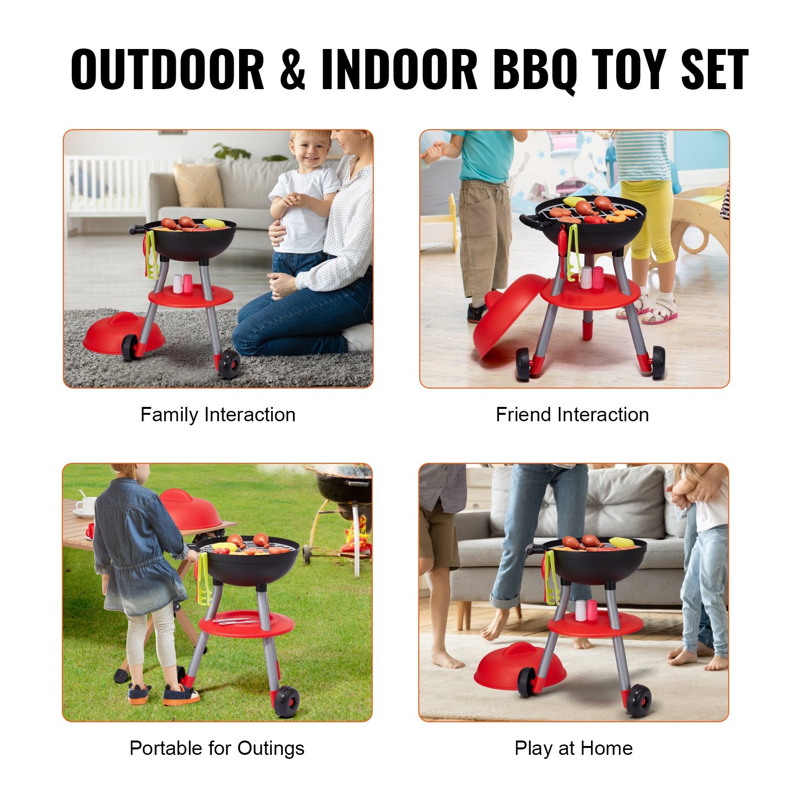 Pretend Play: VEVOR 28 PCS BBQ Grill Playset, Kids Toys Kitchen Playset with Sound & Light, Little Chef Play, Interactive Grill Play Food Cooking Playset Barbecue Toy Grill for Toddlers Boys Girls 3-5 Birthday Gift