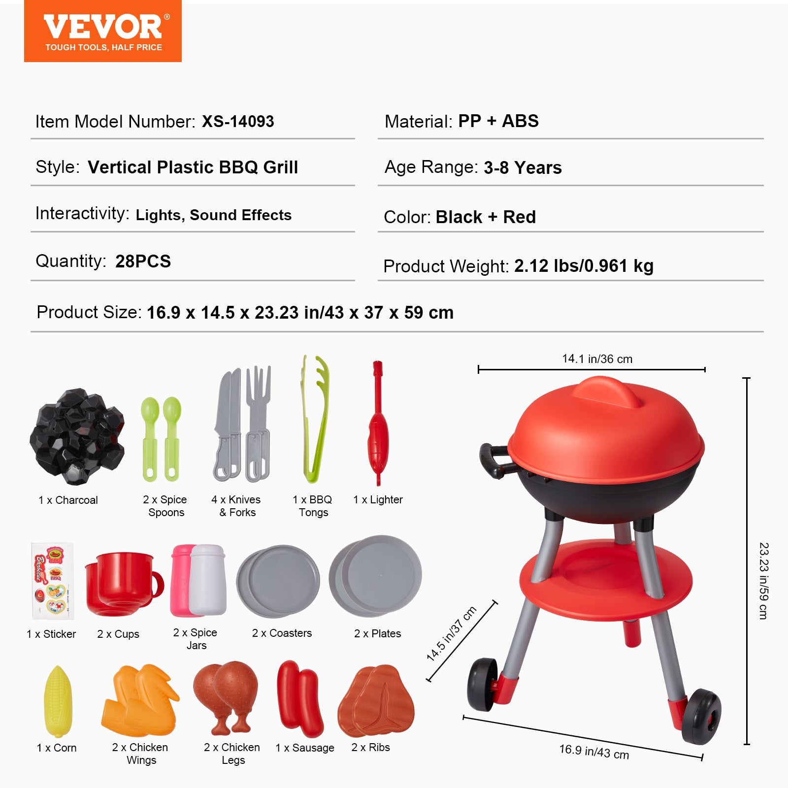 Pretend Play: VEVOR 28 PCS BBQ Grill Playset, Kids Toys Kitchen Playset with Sound & Light, Little Chef Play, Interactive Grill Play Food Cooking Playset Barbecue Toy Grill for Toddlers Boys Girls 3-5 Birthday Gift