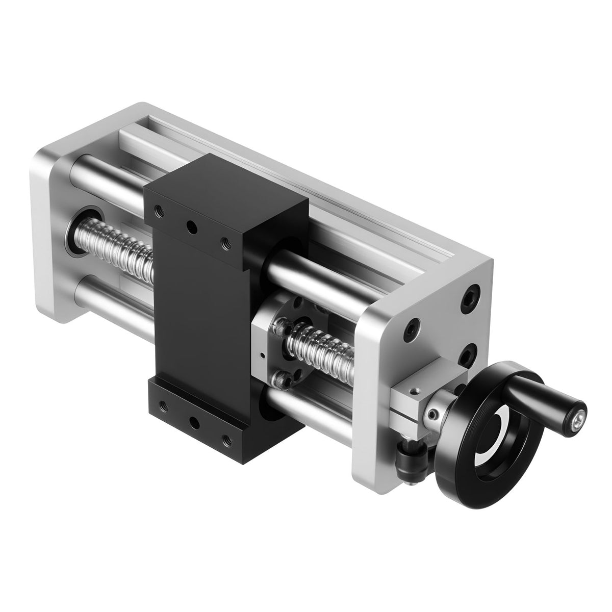 Linear Stage Actuator, 100 mm Effective Stroke, Ball Screw CNC Linear Motion Guide Rail, Double Optical Axis, C7 High-Precision, Bearing Slide Block, Manual Handwheel, for CNC Router X Y Z Axis