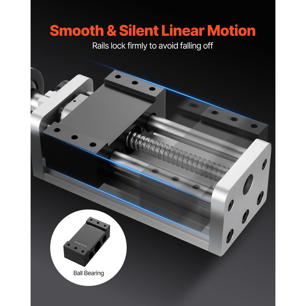Linear Stage Actuator, 100 mm Effective Stroke, Ball Screw CNC Linear Motion Guide Rail, Double Optical Axis, C7 High-Precision, Bearing Slide Block, Manual Handwheel, for CNC Router X Y Z Axis