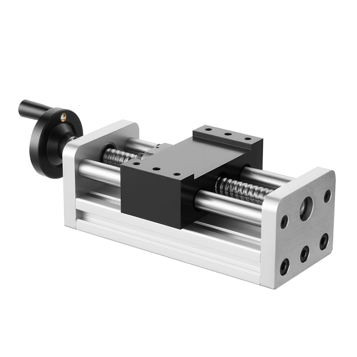 Linear Stage Actuator, 100 mm Effective Stroke, Ball Screw CNC Linear Motion Guide Rail, Double Optical Axis, C7 High-Precision, Bearing Slide Block, Manual Handwheel, for CNC Router X Y Z Axis