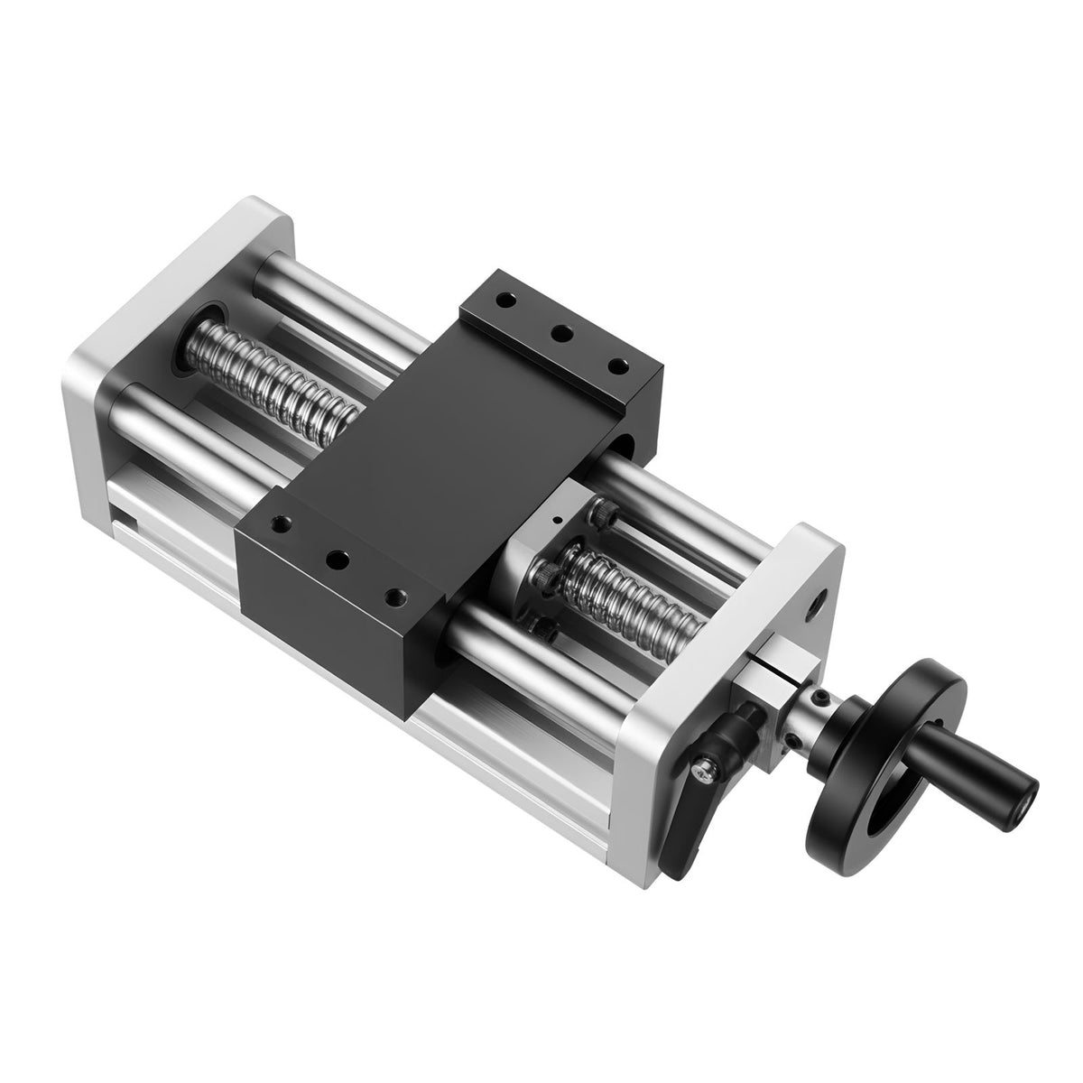 Linear Stage Actuator, 100 mm Effective Stroke, Ball Screw CNC Linear Motion Guide Rail, Double Optical Axis, C7 High-Precision, Bearing Slide Block, Manual Handwheel, for CNC Router X Y Z Axis