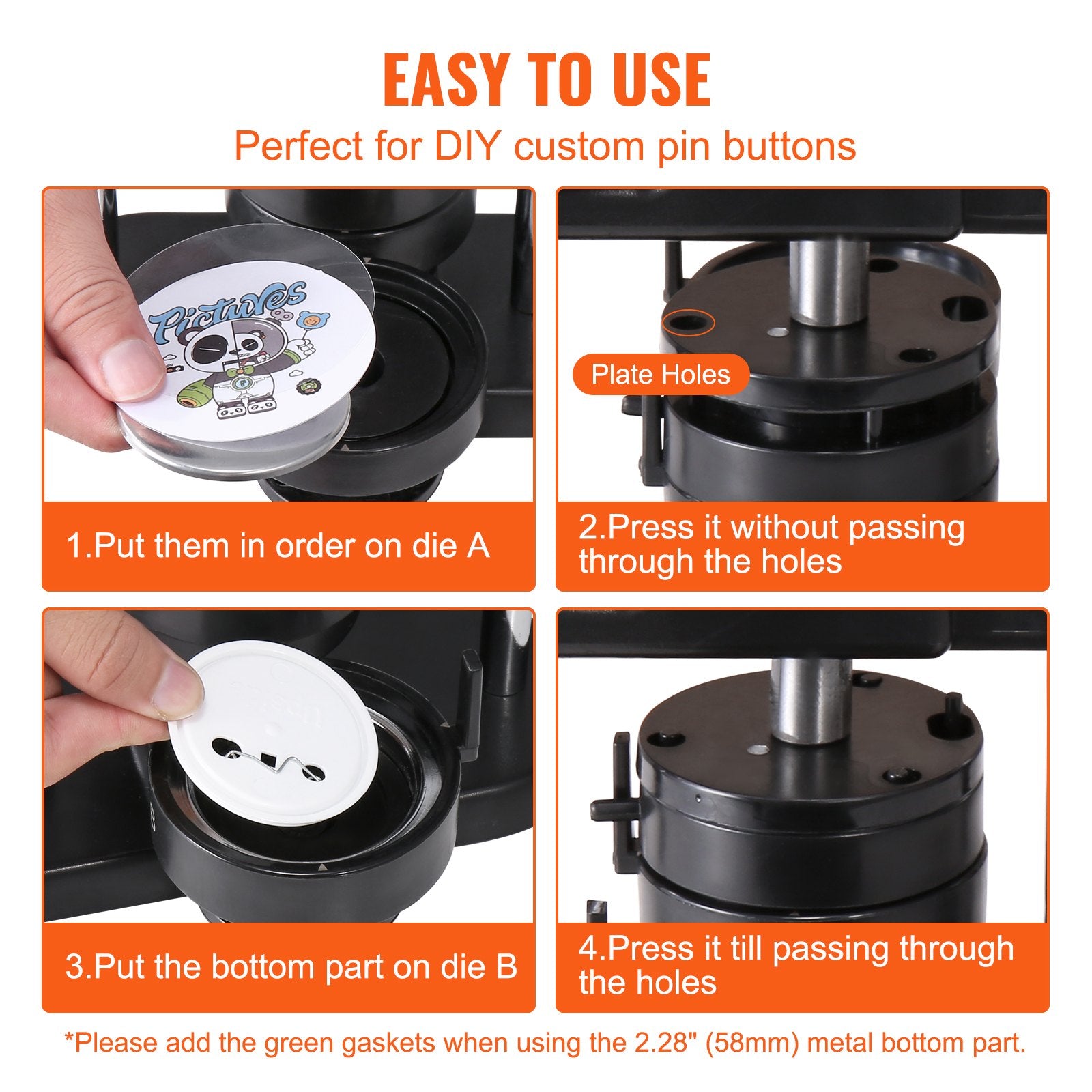 Cutters: VEVOR Button Maker Machine, 1/1.25/2.28 inch(25/32/58mm) 3-in-1 Pin Maker, Installation-Free Badge Punch Press Kit, Button Making Supplies with 300pcs Button Parts, Circle Cutter, Magic Book