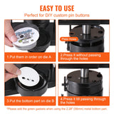 Cutters: VEVOR Button Maker Machine, 1/1.25/2.28 inch(25/32/58mm) 3-in-1 Pin Maker, Installation-Free Badge Punch Press Kit, Button Making Supplies with 300pcs Button Parts, Circle Cutter, Magic Book