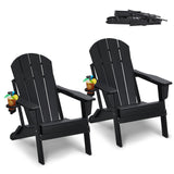 Canopies & Gazebos: VEVOR Adirondack Chair Plastic, Set of 2 All-Weather Portable Folding Fire Pit Chair, Outdoor Adirondack Patio Chair with Cup Holder, with Relaxing Arm Rest Ergonomic, for Garden, Backyard - Black