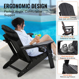 Canopies & Gazebos: VEVOR Adirondack Chair Plastic, Set of 2 All-Weather Portable Folding Fire Pit Chair, Outdoor Adirondack Patio Chair with Cup Holder, with Relaxing Arm Rest Ergonomic, for Garden, Backyard - Black
