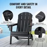 Canopies & Gazebos: VEVOR Adirondack Chair Plastic, Set of 2 All-Weather Portable Folding Fire Pit Chair, Outdoor Adirondack Patio Chair with Cup Holder, with Relaxing Arm Rest Ergonomic, for Garden, Backyard - Black