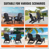 Canopies & Gazebos: VEVOR Adirondack Chair Plastic, Set of 2 All-Weather Portable Folding Fire Pit Chair, Outdoor Adirondack Patio Chair with Cup Holder, with Relaxing Arm Rest Ergonomic, for Garden, Backyard - Black