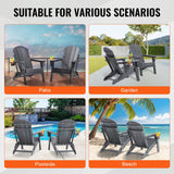 Outdoor Chairs: VEVOR Adirondack Chair Plastic, Set of 2 All-Weather Portable Folding Fire Pit Chair, Outdoor Adirondack Patio Chair with Cup Holder, with Relaxing Arm Rest Ergonomic, for Garden, Backyard - Gray