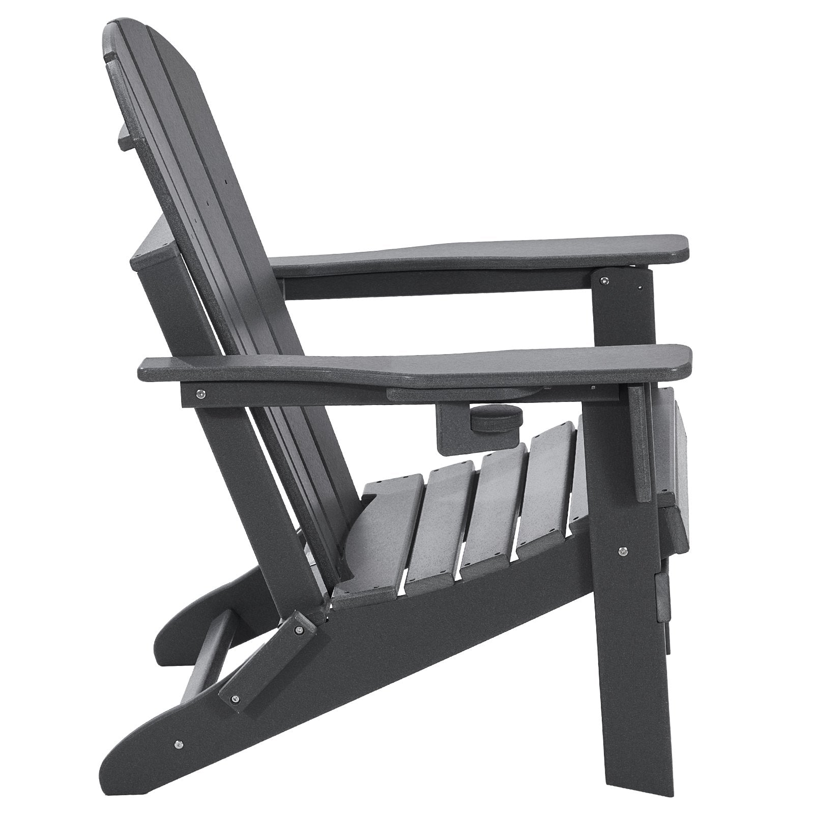 Outdoor Chairs: VEVOR Adirondack Chair Plastic, Set of 2 All-Weather Portable Folding Fire Pit Chair, Outdoor Adirondack Patio Chair with Cup Holder, with Relaxing Arm Rest Ergonomic, for Garden, Backyard - Gray