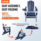 Canopies & Gazebos: VEVOR Adirondack Chair Plastic, Set of 2 All-Weather Portable Folding Fire Pit Chair, Outdoor Adirondack Patio Chair with Cup Holder, with Relaxing Arm Rest Ergonomic, for Garden, Backyard Navy Blue