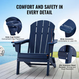 Canopies & Gazebos: VEVOR Adirondack Chair Plastic, Set of 2 All-Weather Portable Folding Fire Pit Chair, Outdoor Adirondack Patio Chair with Cup Holder, with Relaxing Arm Rest Ergonomic, for Garden, Backyard Navy Blue