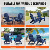 Canopies & Gazebos: VEVOR Adirondack Chair Plastic, Set of 2 All-Weather Portable Folding Fire Pit Chair, Outdoor Adirondack Patio Chair with Cup Holder, with Relaxing Arm Rest Ergonomic, for Garden, Backyard Navy Blue