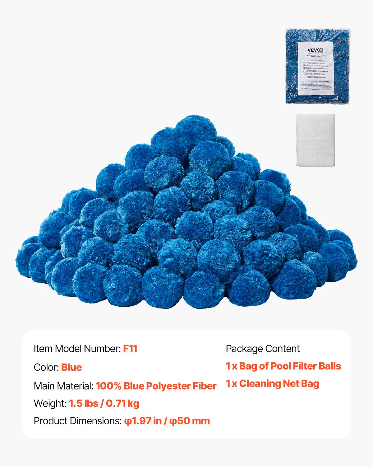 Basketball & Basketball Accessories: VEVOR Pool Filter Balls for Sand Filter Pump Swimming Pool 0.71 kg Reusable Blue