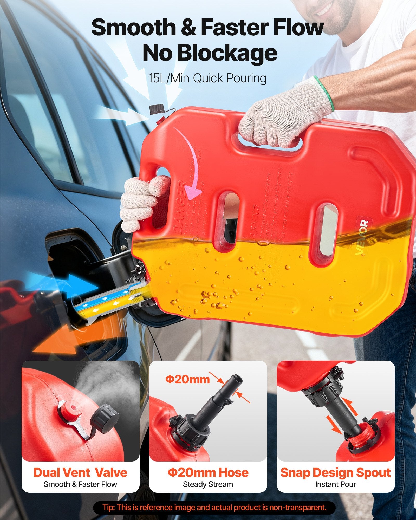 Lubricants: VEVOR Fuel Container, 10 L, Gas Can with Spout and Lockable Bracket, 15 L/min Max Flow Rate, Secure & Leak-proof, Portable Flat Fluid Container for Most Cars Motorcycle ATV UTV, Red