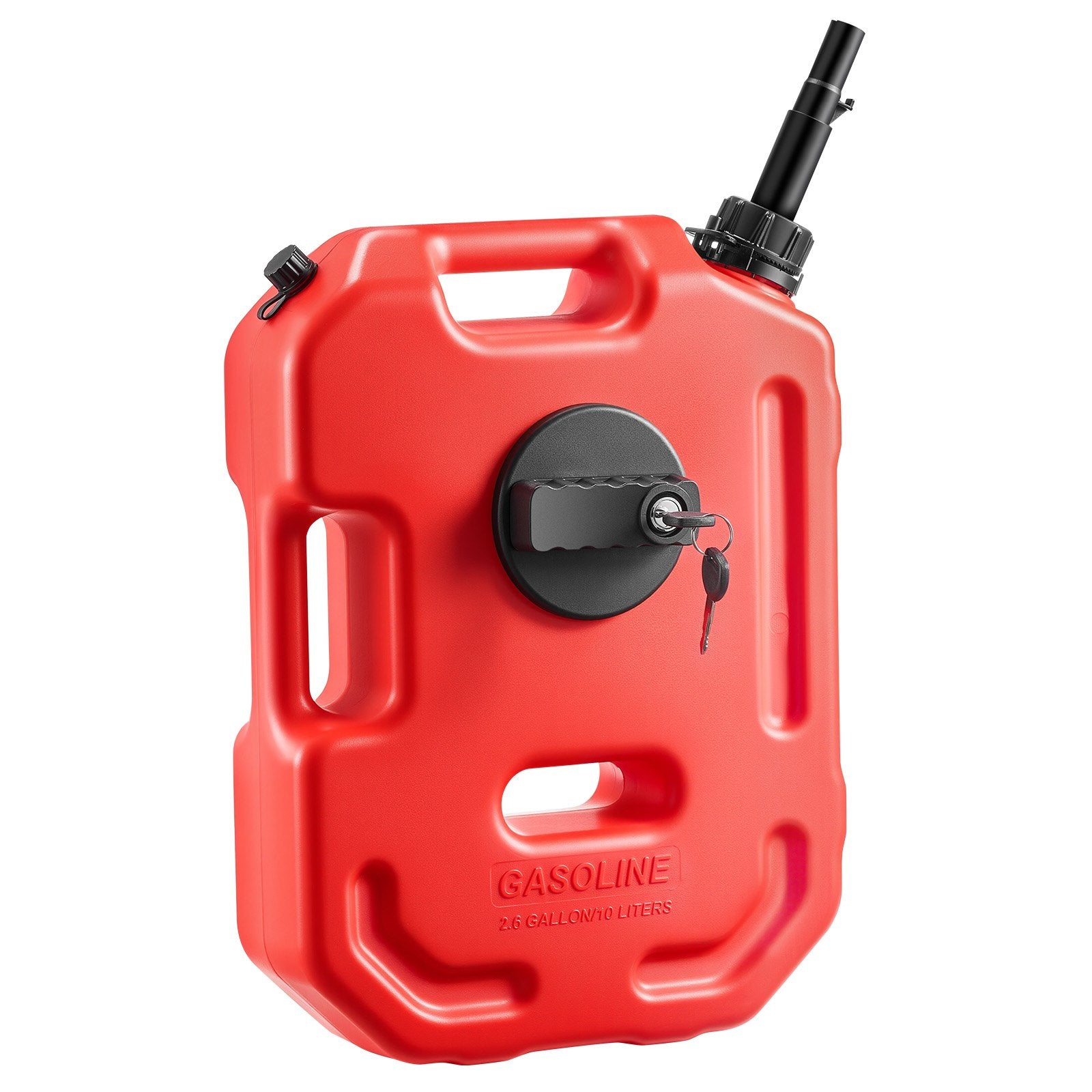 Lubricants: VEVOR Fuel Container, 10 L, Gas Can with Spout and Lockable Bracket, 15 L/min Max Flow Rate, Secure & Leak-proof, Portable Flat Fluid Container for Most Cars Motorcycle ATV UTV, Red