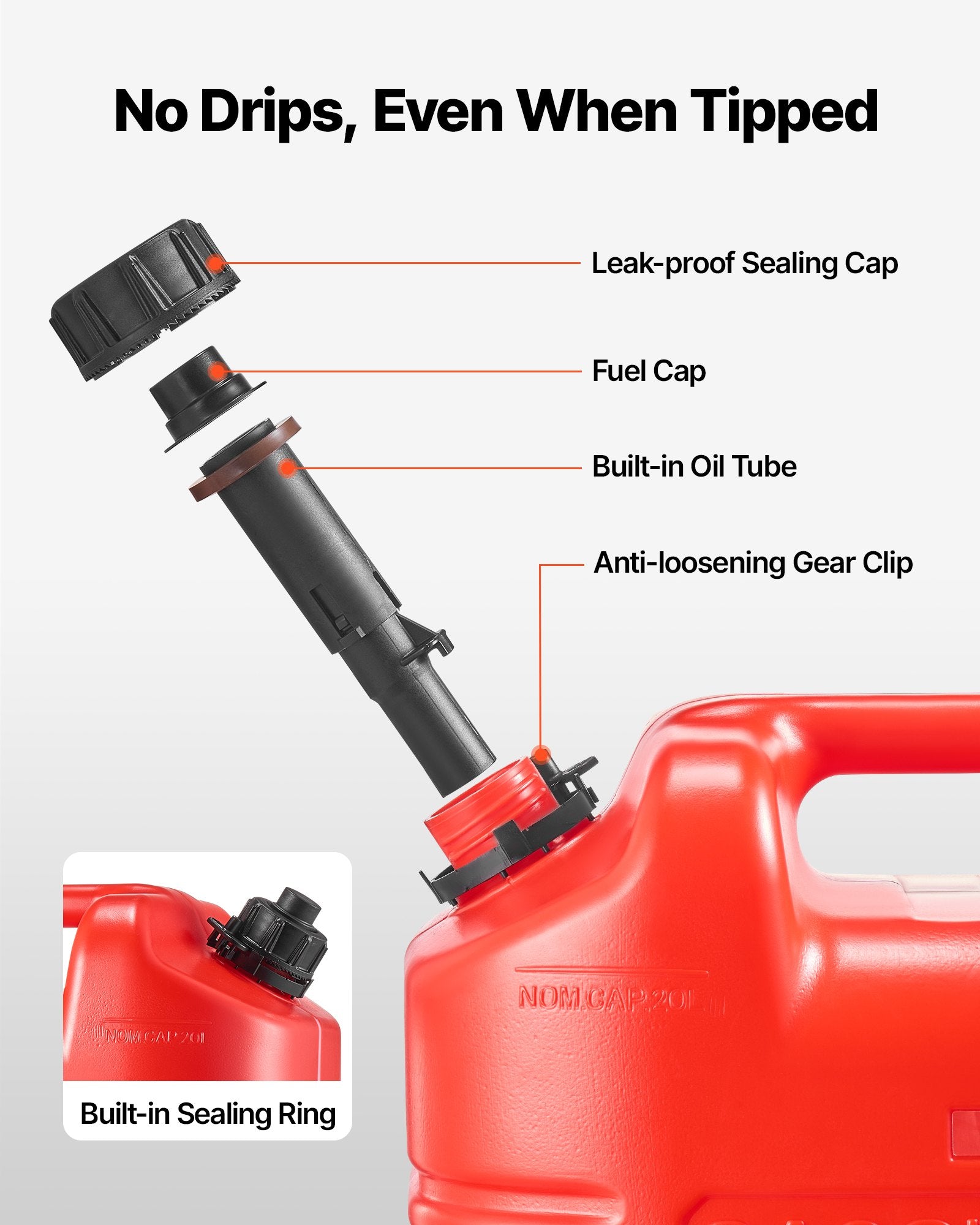Lubricants: VEVOR Fuel Container, 19 L, Gas Tank with Spout & Clear Scale, 15 L/min Max Flow Rate, Secure & Leak-proof, Portable Flat Fluid Container for Most Cars Motorcycle ATV UTV, Red, 1 Pack