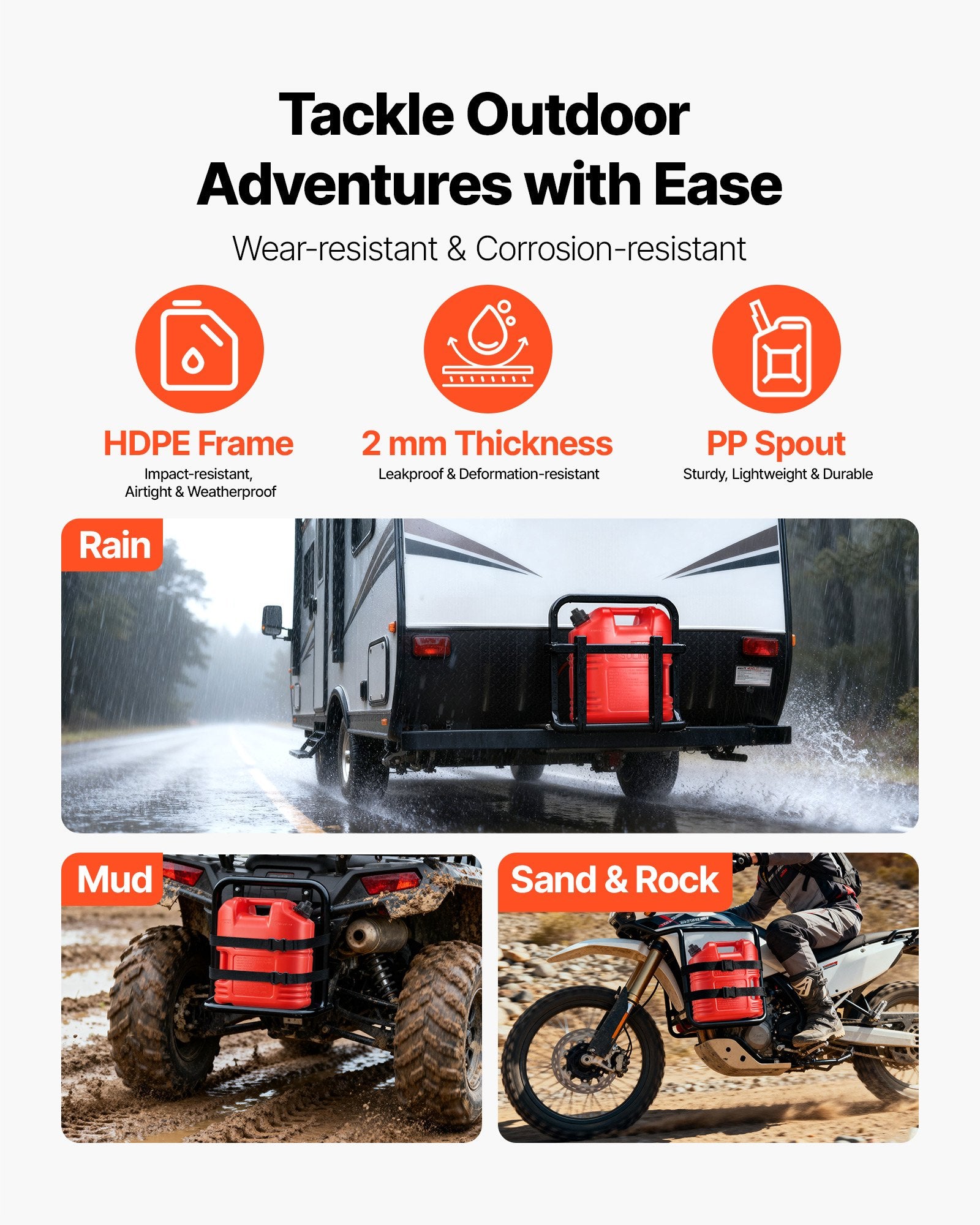 Lubricants: VEVOR Fuel Container, 19 L, Gas Tank with Spout & Clear Scale, 15 L/min Max Flow Rate, Secure & Leak-proof, Portable Flat Fluid Container for Most Cars Motorcycle ATV UTV, Red, 1 Pack