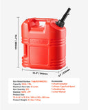 Lubricants: VEVOR Fuel Container, 19 L, Gas Tank with Spout & Clear Scale, 15 L/min Max Flow Rate, Secure & Leak-proof, Portable Flat Fluid Container for Most Cars Motorcycle ATV UTV, Red, 1 Pack
