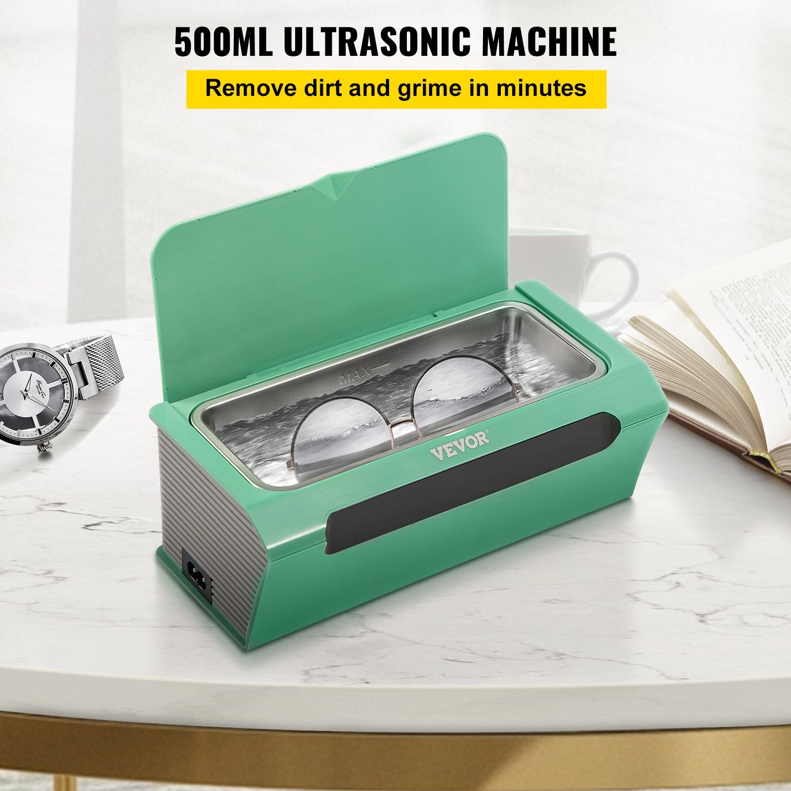 Jewellery Cleaners: VEVOR Ultrasonic Cleaner Ultrasound Cleaning Machine 500ML Green for Jewelry