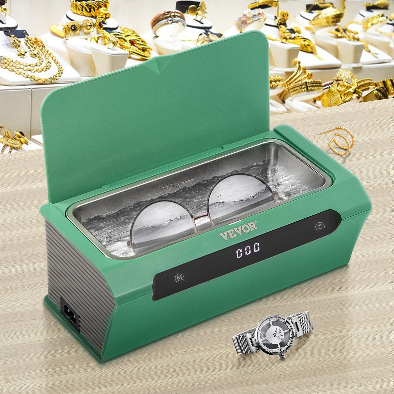 Jewellery Cleaners: VEVOR Ultrasonic Cleaner Ultrasound Cleaning Machine 500ML Green for Jewelry
