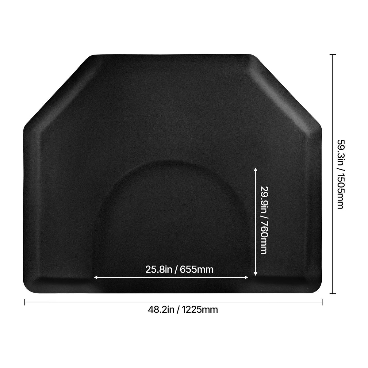 Salon Mat for Hair Stylist, 1225 x 1505 mm Hexagon Salon Chair Mat Anti Fatigue, 13mm Thickened Barber Shop Floor Mat with Round Cut Out, Easy-to-Clean PVC Surface & Anti-Trip Beveled Edges