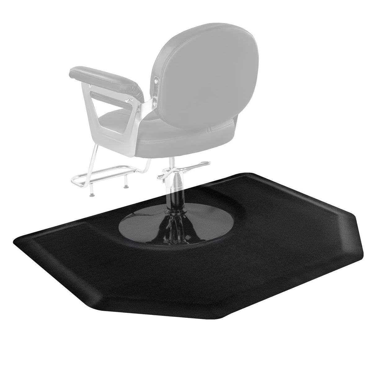 Salon Mat for Hair Stylist, 1225 x 1505 mm Hexagon Salon Chair Mat Anti Fatigue, 13mm Thickened Barber Shop Floor Mat with Round Cut Out, Easy-to-Clean PVC Surface & Anti-Trip Beveled Edges