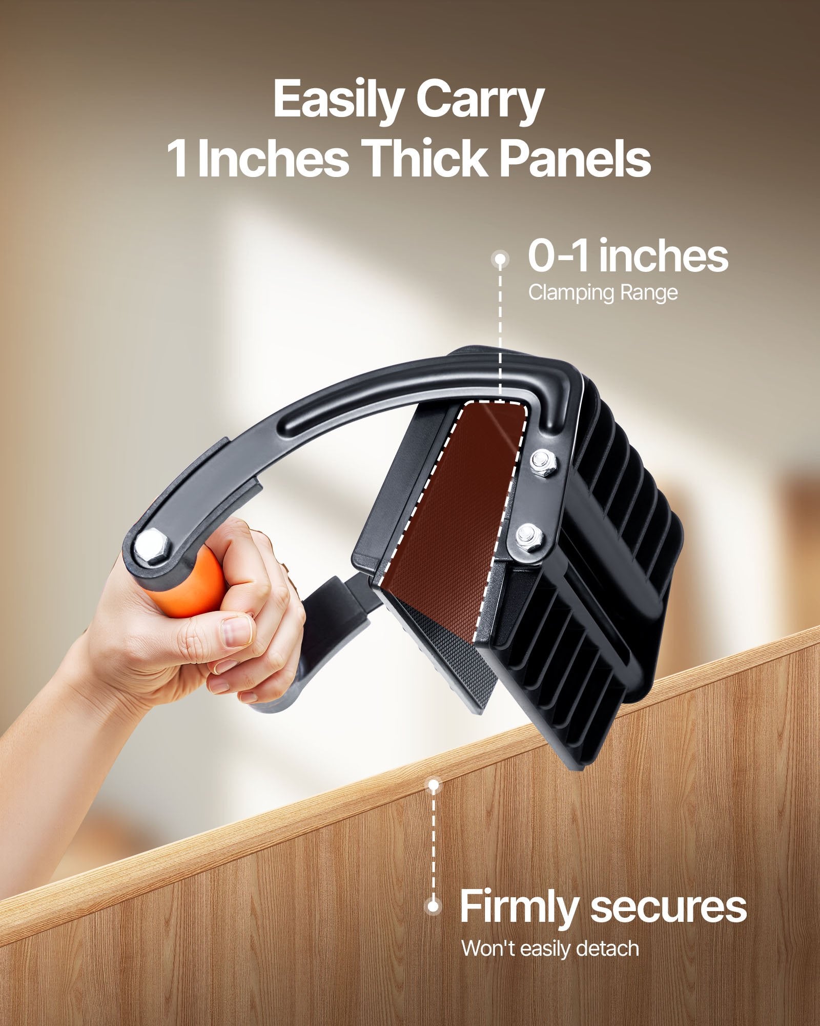 Packaging Tape: VEVOR Plywood Carrier, 90.7 kg Single Clamp Capacity, 2 Pack Adjustable Drywall Carrying Tool for 0-25.4 mm Thickness Boards, Plywood Carrier with Non-Slip Grips for Plastic Boards, Plywood, Drywall