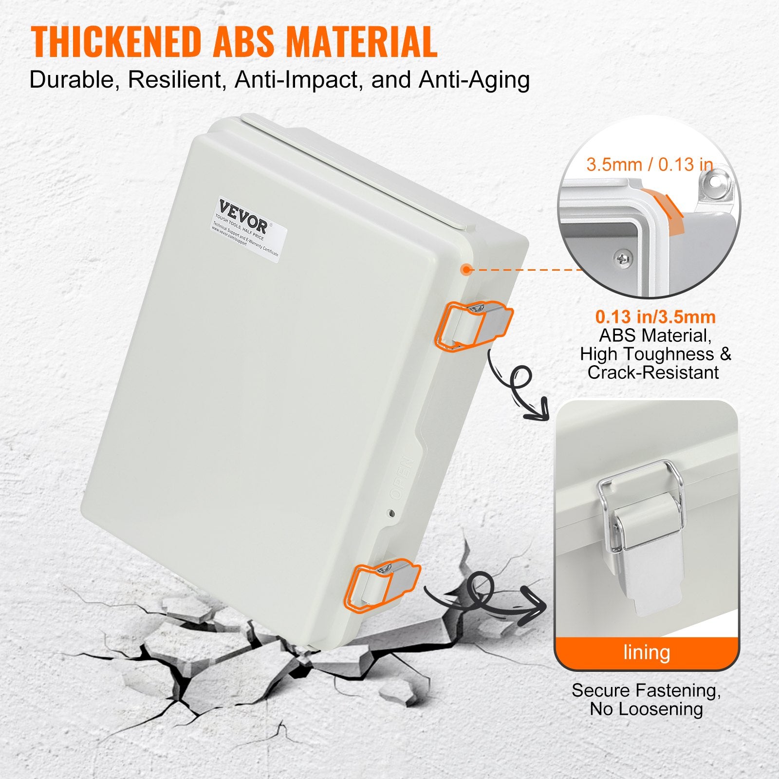 Automotive Repair & Speciality Tools: VEVOR Outdoor Electrical Junction Box, 300 x 200 x 180 mm, ABS Plastic Electrical Enclosure Box with Hinged Cover Stainless Steel Latch, IP67 Dustproof Waterproof for Outdoor Electrical Projects