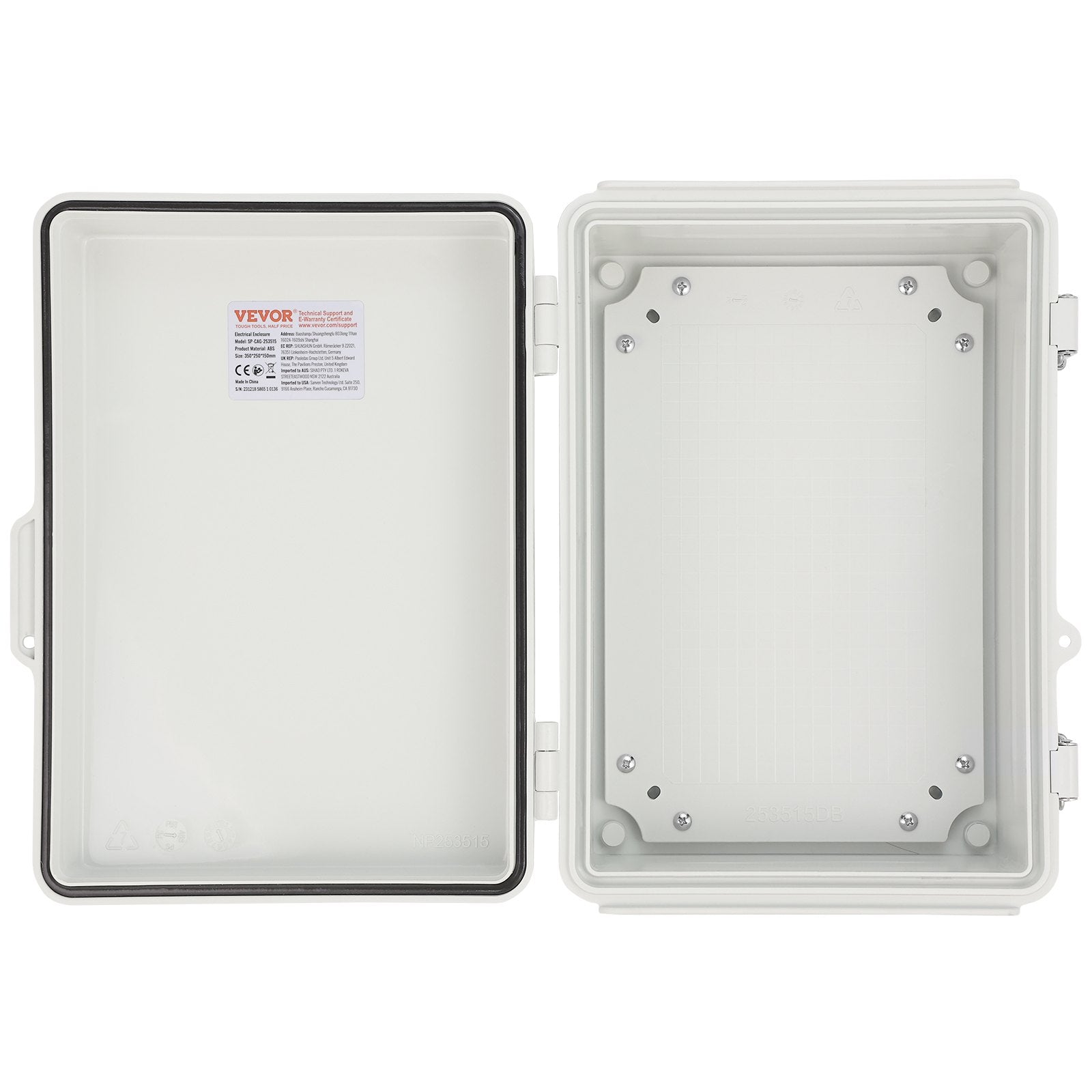 Automotive Repair & Speciality Tools: VEVOR Outdoor Electrical Junction Box, 300 x 200 x 180 mm, ABS Plastic Electrical Enclosure Box with Hinged Cover Stainless Steel Latch, IP67 Dustproof Waterproof for Outdoor Electrical Projects