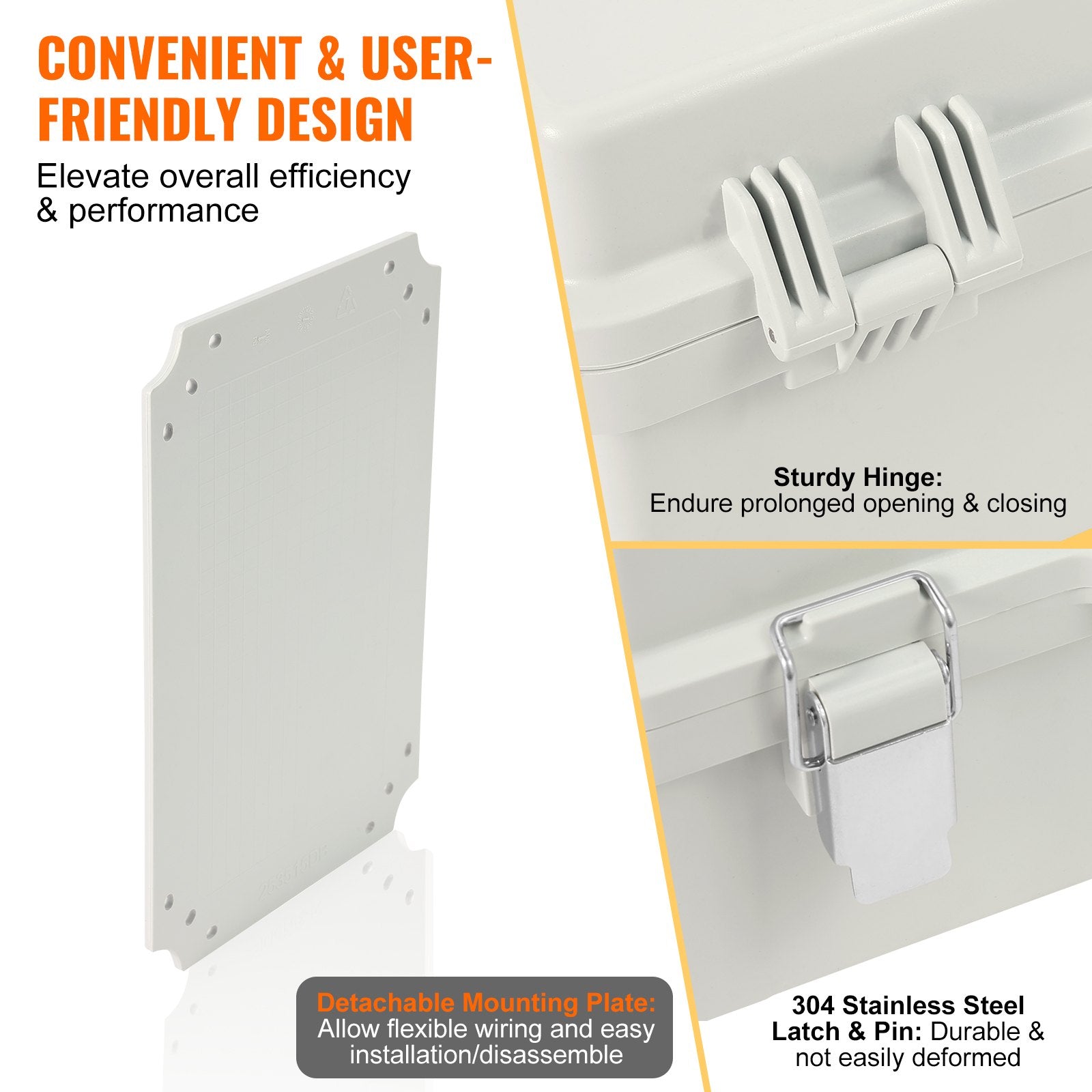 Automotive Repair & Speciality Tools: VEVOR Outdoor Electrical Junction Box, 430 x 330 x 180 mm, ABS Plastic Electrical Enclosure Box with Hinged Cover Stainless Steel Latch, IP67 Dustproof Waterproof for Outdoor Electrical Projects, 17 x 13 x 7 inch