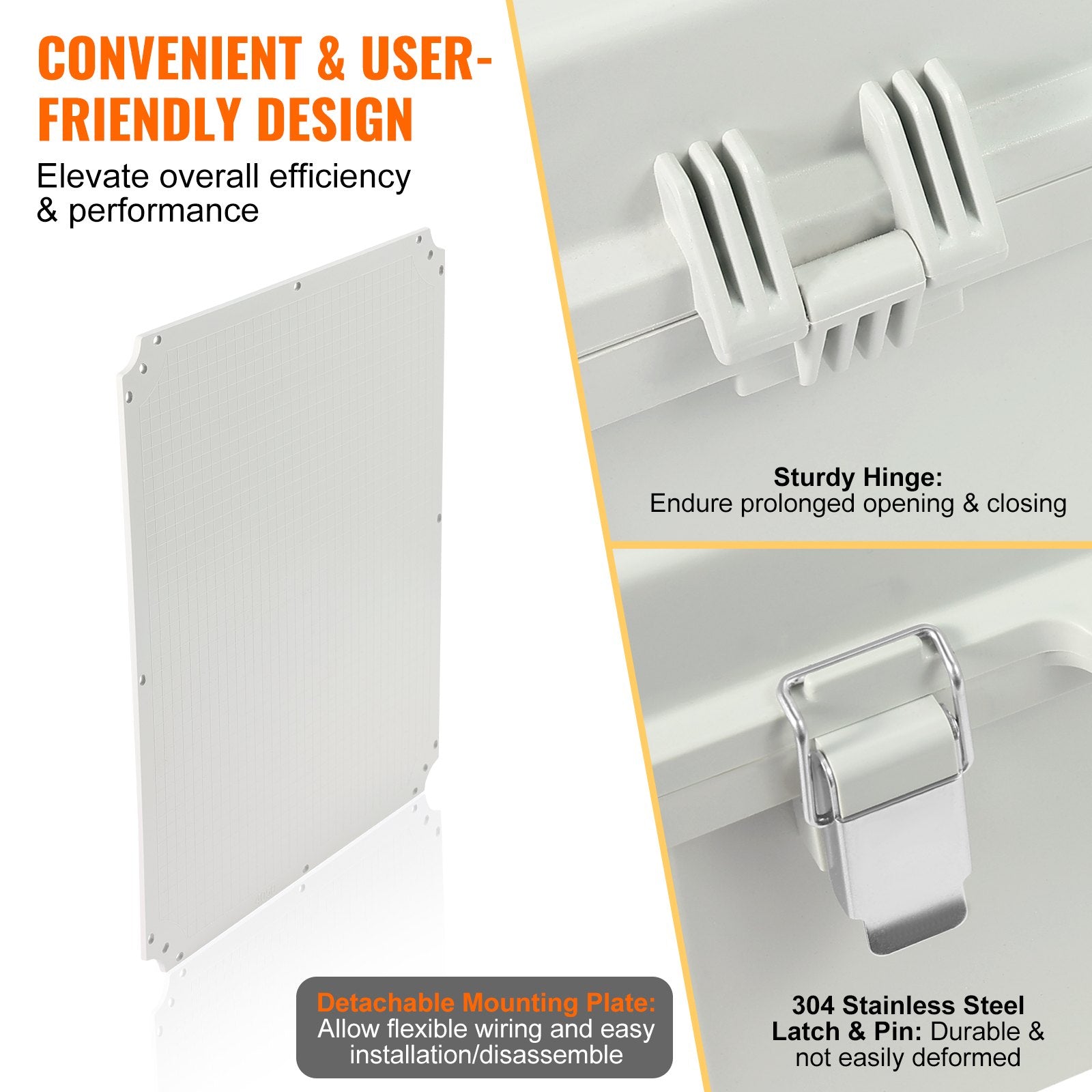 Automotive Repair & Speciality Tools: VEVOR Outdoor Electrical Junction Box, 530 x 430 x 200 mm, ABS Plastic Electrical Enclosure Box with Hinged Cover Stainless Steel Latch, IP67 Dustproof Waterproof for Outdoor Electrical Projects, 21 x 17 x 8 inch