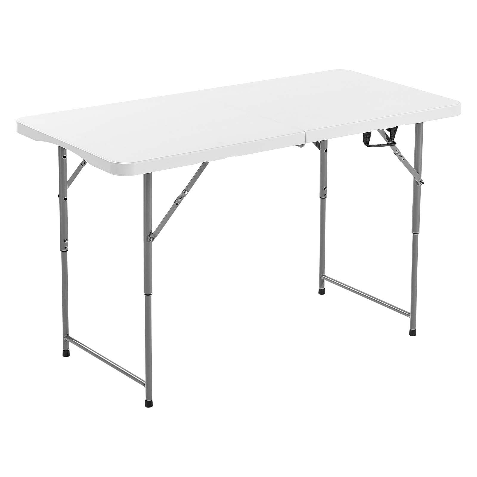 Outdoor Dining Sets: VEVOR Folding Table, 4 Ft Heavy Duty Portable Fold-in-Half Utility Table, Indoor Outdoor Plastic Rectangle Table with Adjustable Height and Built in Handle, for Party, Dining, Picnic, Camping, White