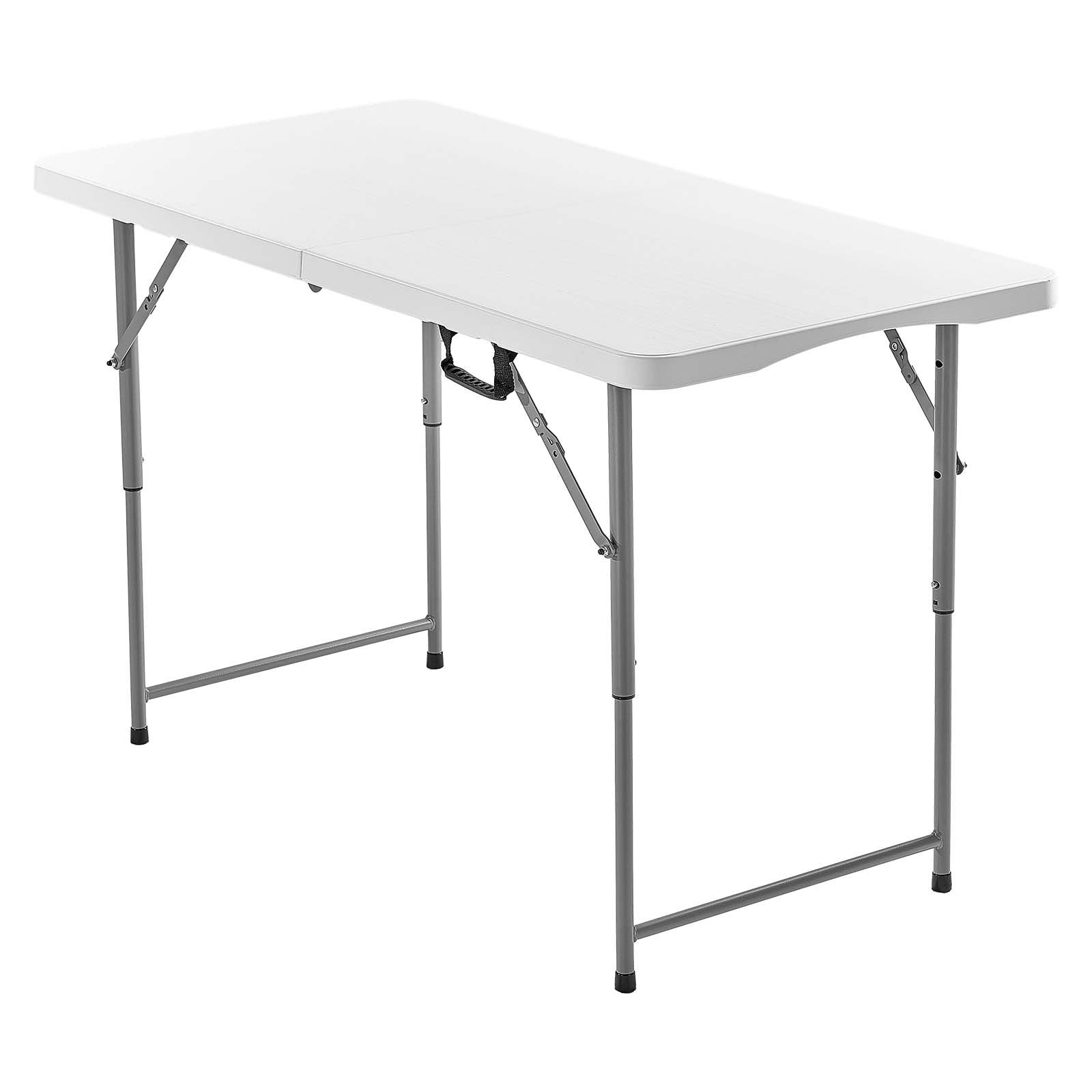 Outdoor Dining Sets: VEVOR Folding Table, 4 Ft Heavy Duty Portable Fold-in-Half Utility Table, Indoor Outdoor Plastic Rectangle Table with Adjustable Height and Built in Handle, for Party, Dining, Picnic, Camping, White