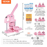 Gardening Tools: VEVOR Button Maker, 1/1.25/2.28 inch(25/32/58mm) 3-IN-1 Pin Maker, 300pcs Button Parts, Button Maker Machine with Panda Magic Book, Ergonomic Arc Handle Punch Press Kit, For Children DIY Gifts, Pink